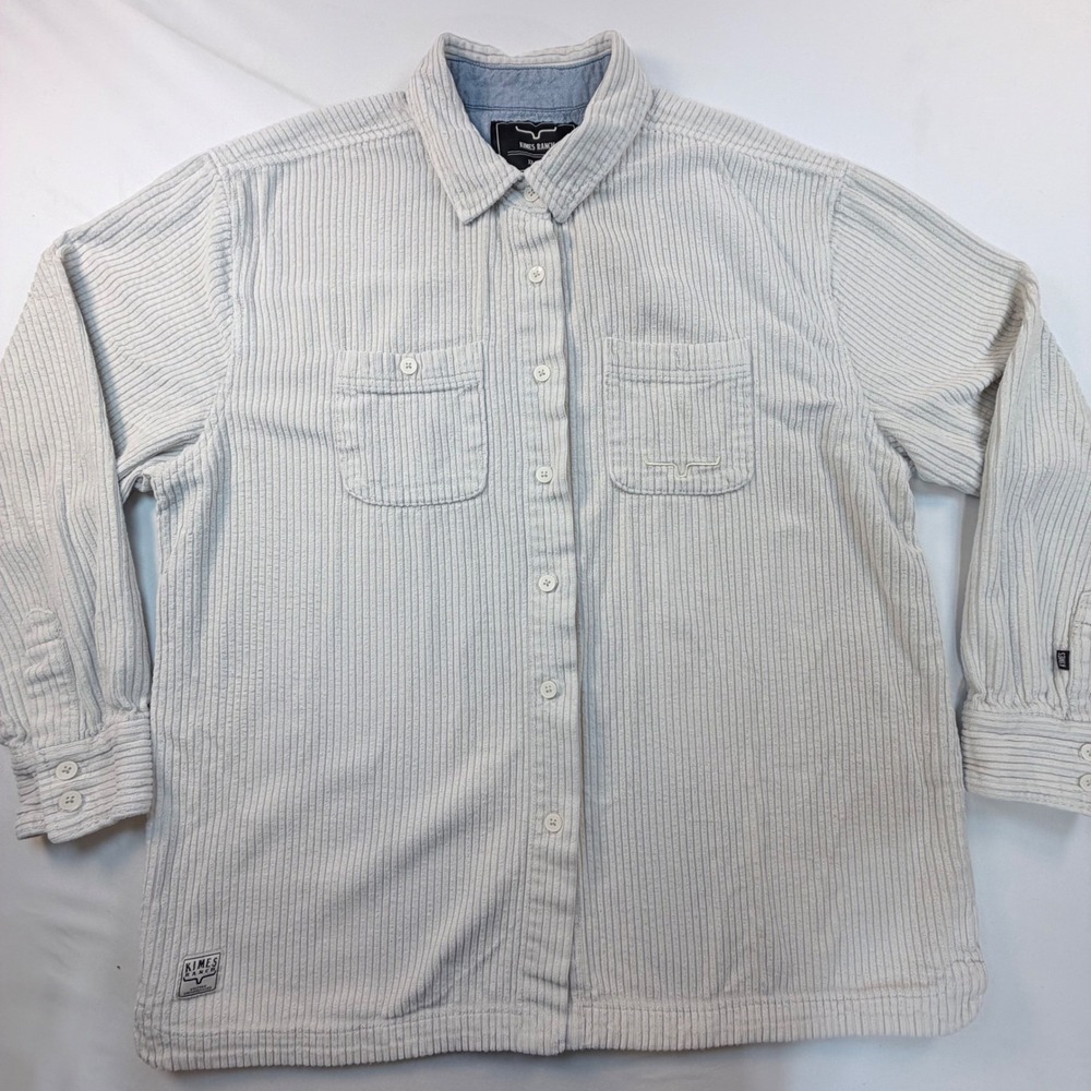 Kimes Ranch Mens XXL Corduroy Shirt Off-White Western Cowboy Button Long Sleeve